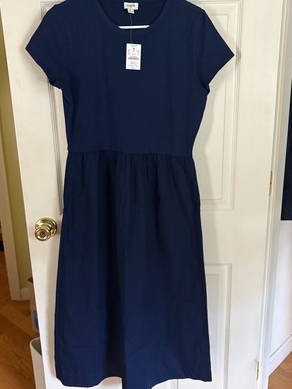 J. Crew Navy Short-Sleeve Midi Dress